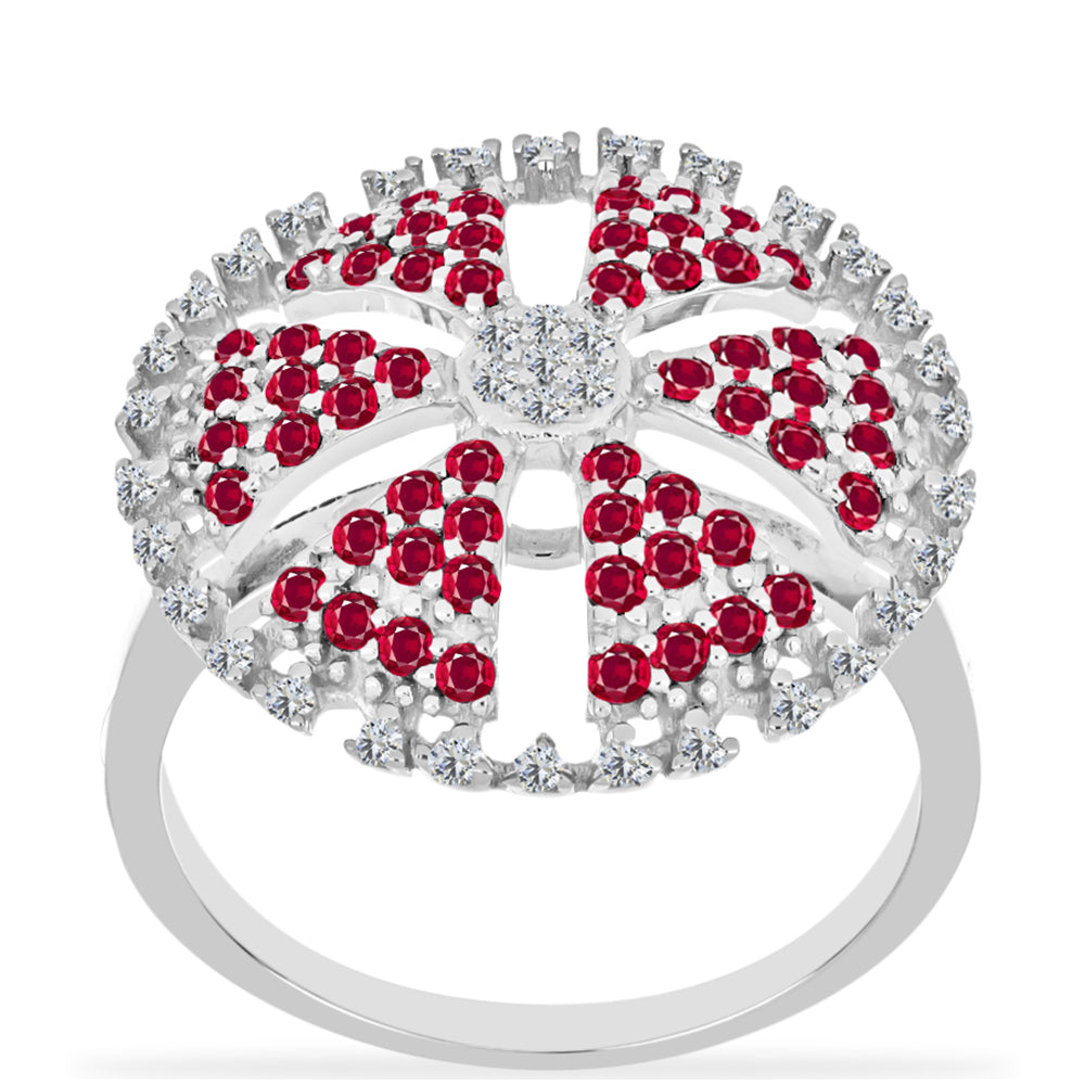 Anillo de Plata con Rubí de Madagascar y Diamante blanco 3 