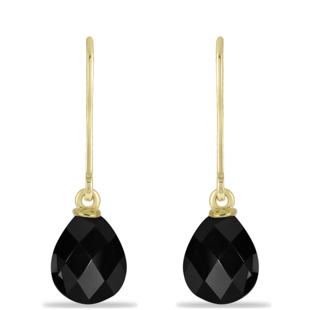 Pendientes de Plata Bañada en Oro con Ónix negro de Suwar
