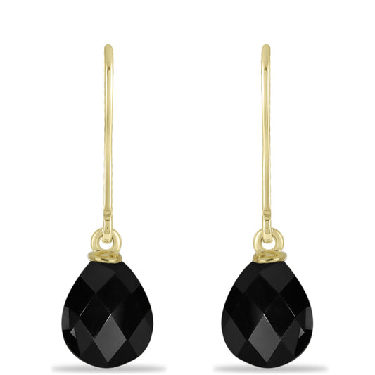Pendientes de Plata Bañada en Oro con Ónix negro de Suwar