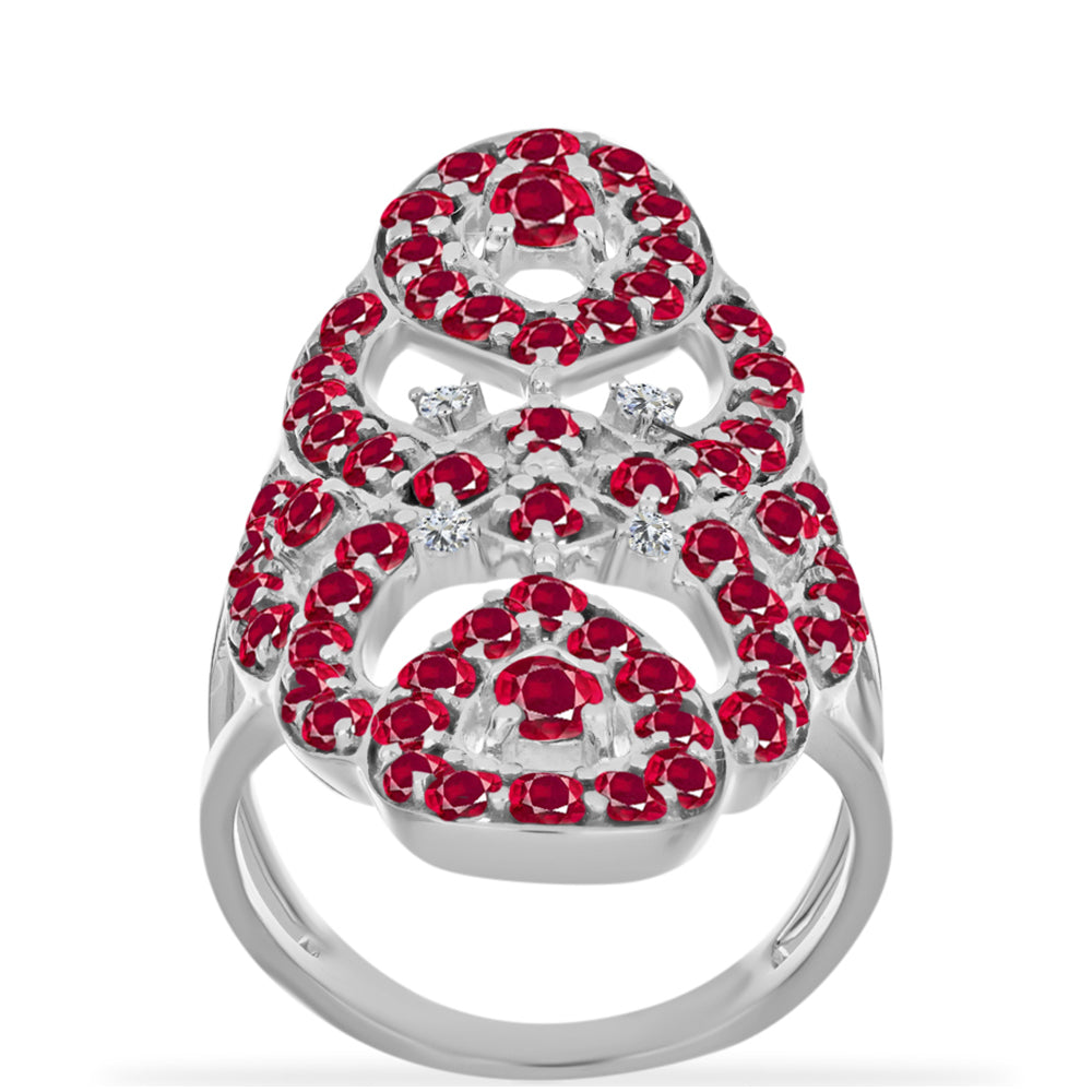 Anillo de Plata con Rubí de Madagascar y Diamante blanco