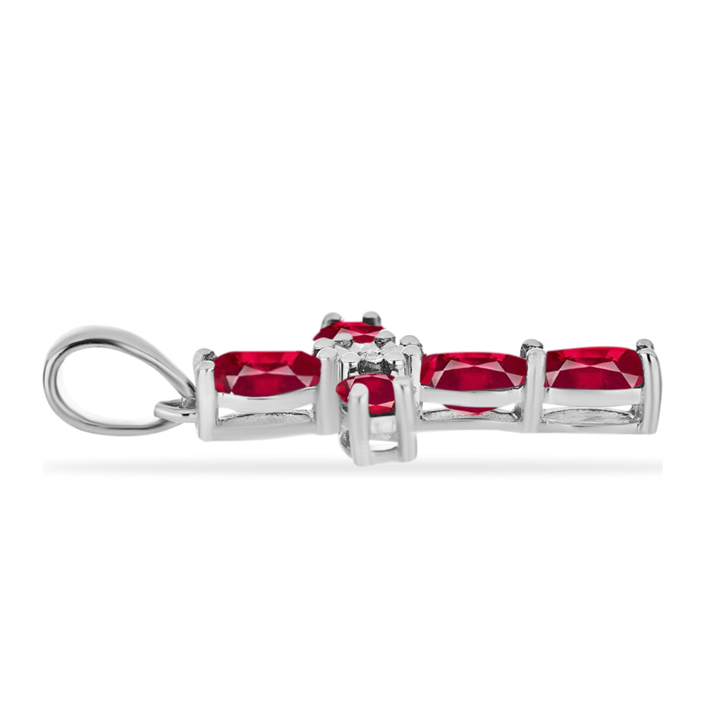 Cruz Colgante de Plata con Rubí de Madagascar y Diamante blanco 2 