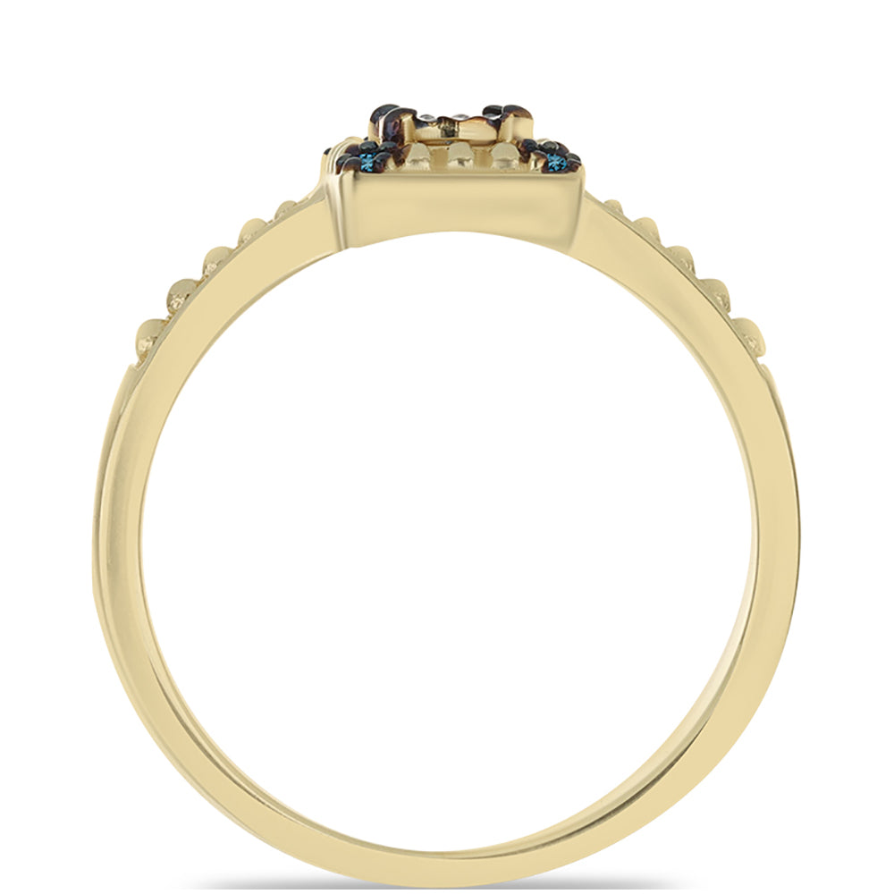 Anillo de Plata Bañada en Oro con Diamante Azul 2 