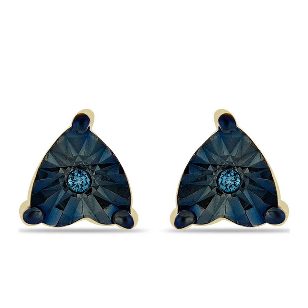 Pendientes de Plata Bañada en Oro con Diamante Azul