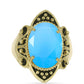 Anillo de Plata Bañada en Oro con Calcedonia Aqua
