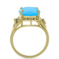Anillo de Plata Bañada en Oro con Calcedonia Aqua