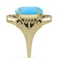 Anillo de Plata Bañada en Oro con Calcedonia Aqua