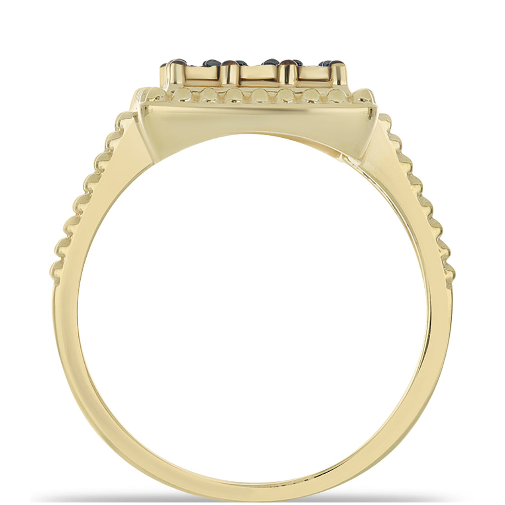 Anillo de Plata Bañada en Oro con Diamante Azul
