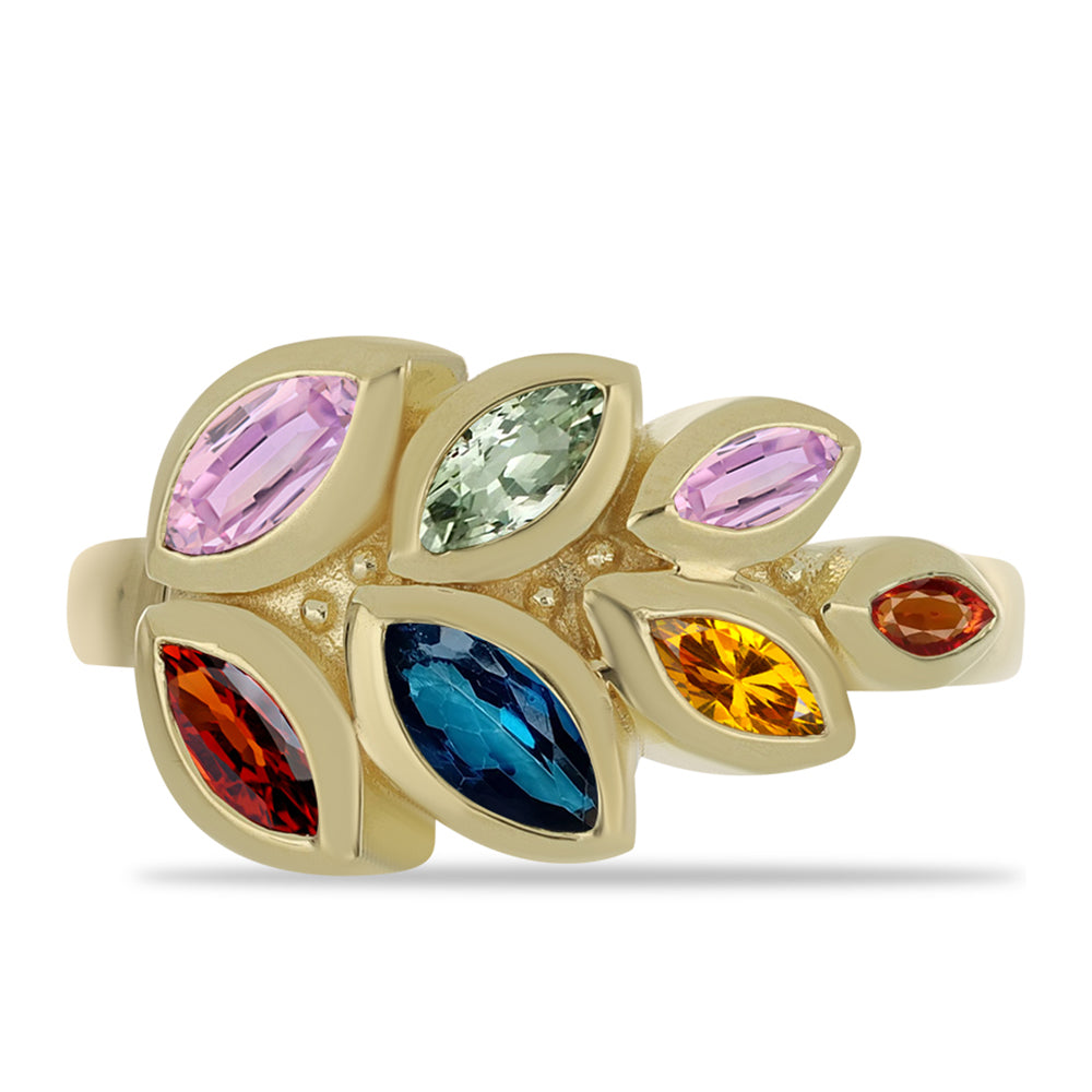 Anillo de Plata Bañada en Oro con Zafiro Arco Iris Rosebery 1 