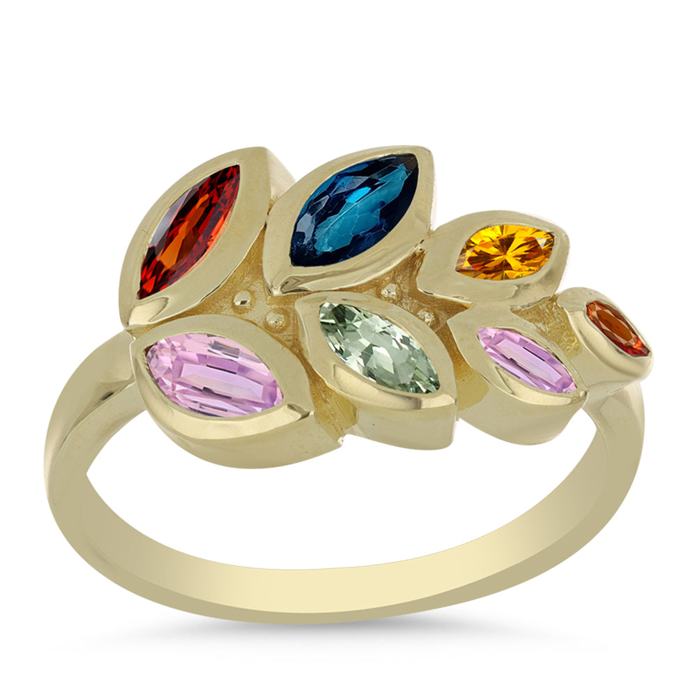 Anillo de Plata Bañada en Oro con Zafiro Arco Iris Rosebery 3 