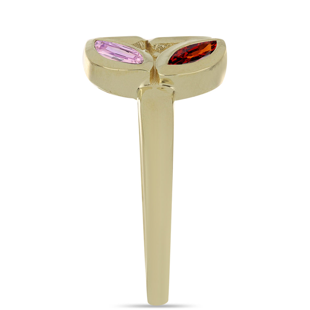 Anillo de Plata Bañada en Oro con Zafiro Arco Iris Rosebery 4 