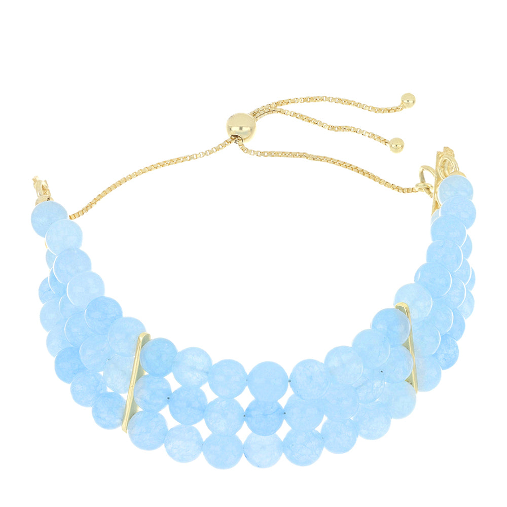 Pulsera de Plata Bañada en Oro con Calcedonia Aqua