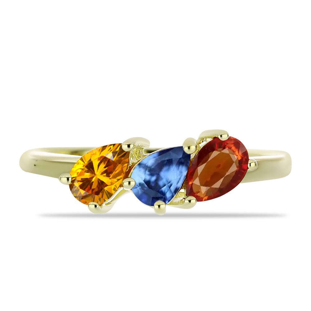 Anillo de Plata Bañada en Oro con Zafiro Arco Iris Rosebery 1 