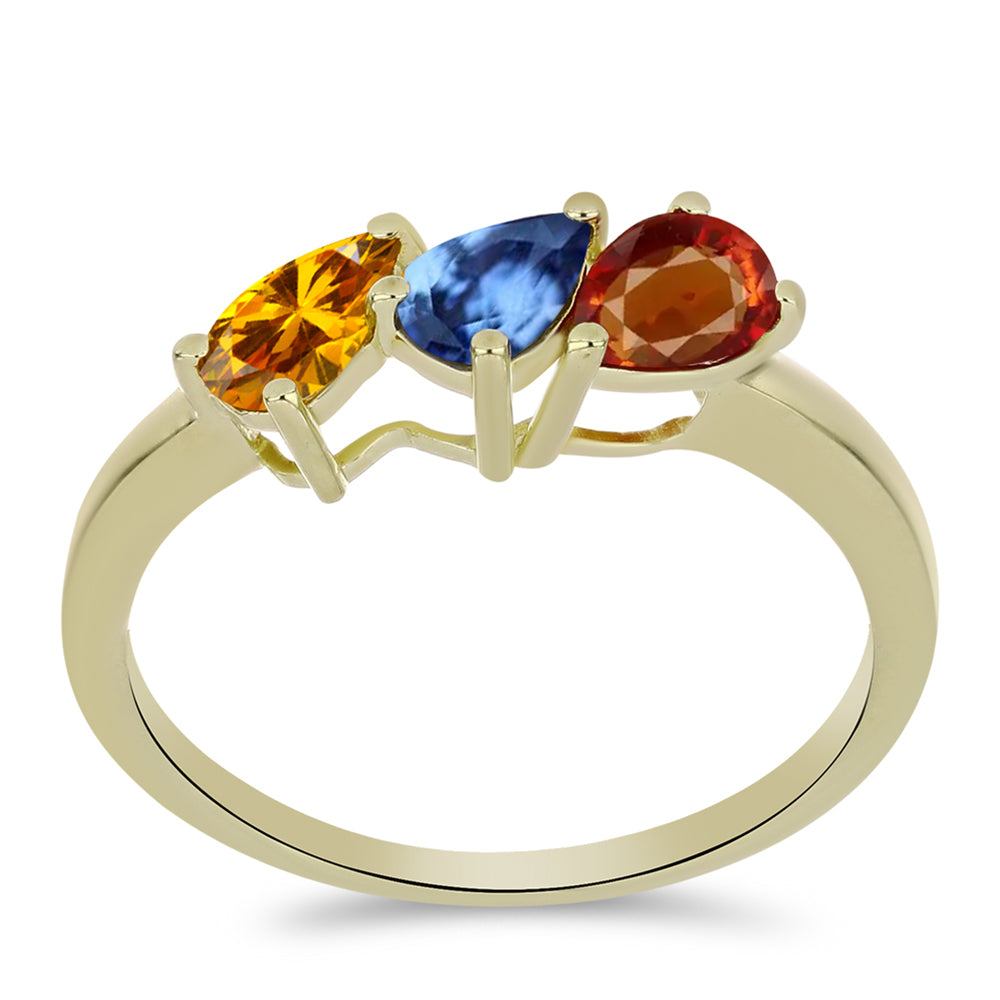 Anillo de Plata Bañada en Oro con Zafiro Arco Iris Rosebery