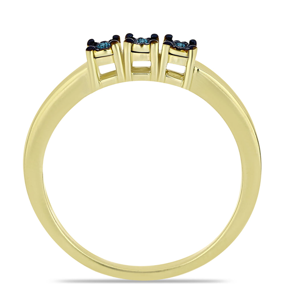 Anillo de Plata Bañada en Oro con Diamante Azul 2 