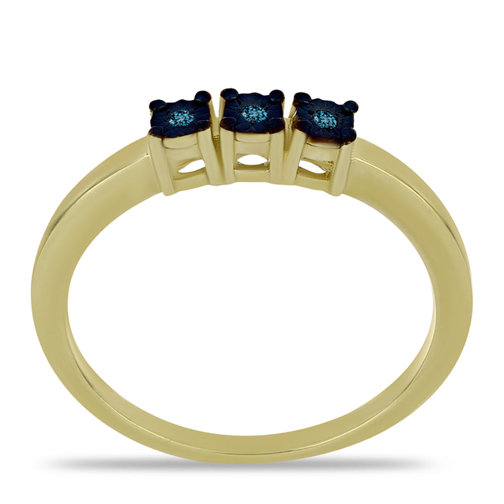 Anillo de Plata Bañada en Oro con Diamante Azul 3 