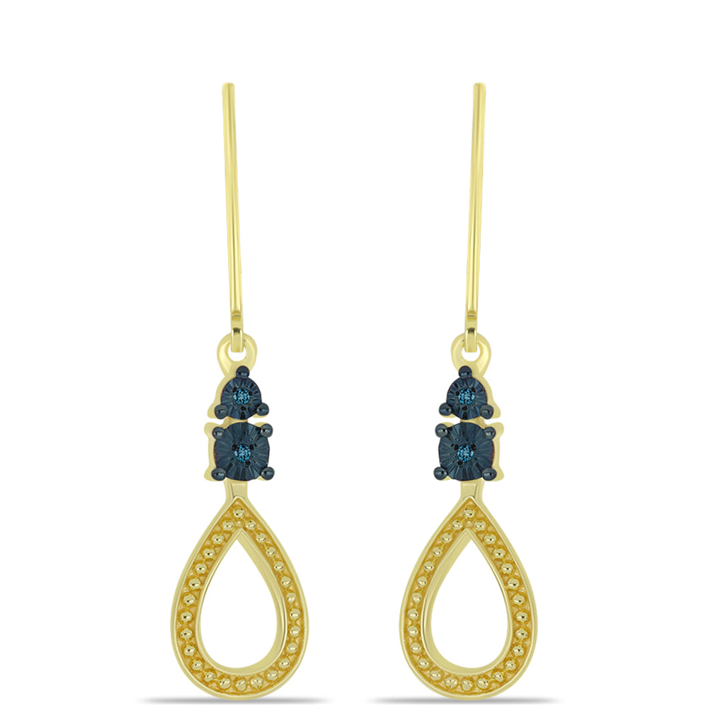 Pendientes de Plata Bañada en Oro con Diamante Azul 1 