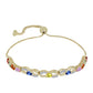 Pulsera de Plata Bañada en Oro con Zafiro Arco Iris Rosebery y Topacio Blanco