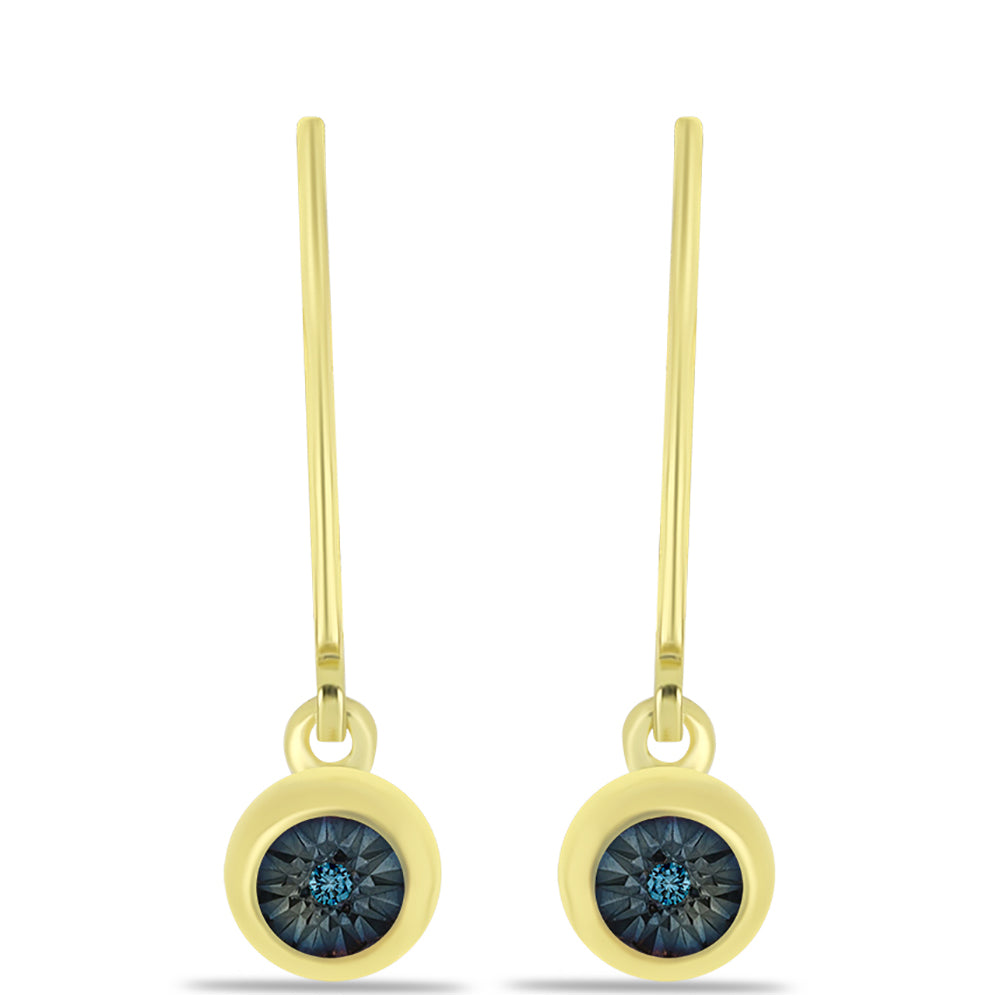 Pendientes de Plata Bañada en Oro con Diamante Azul 1 