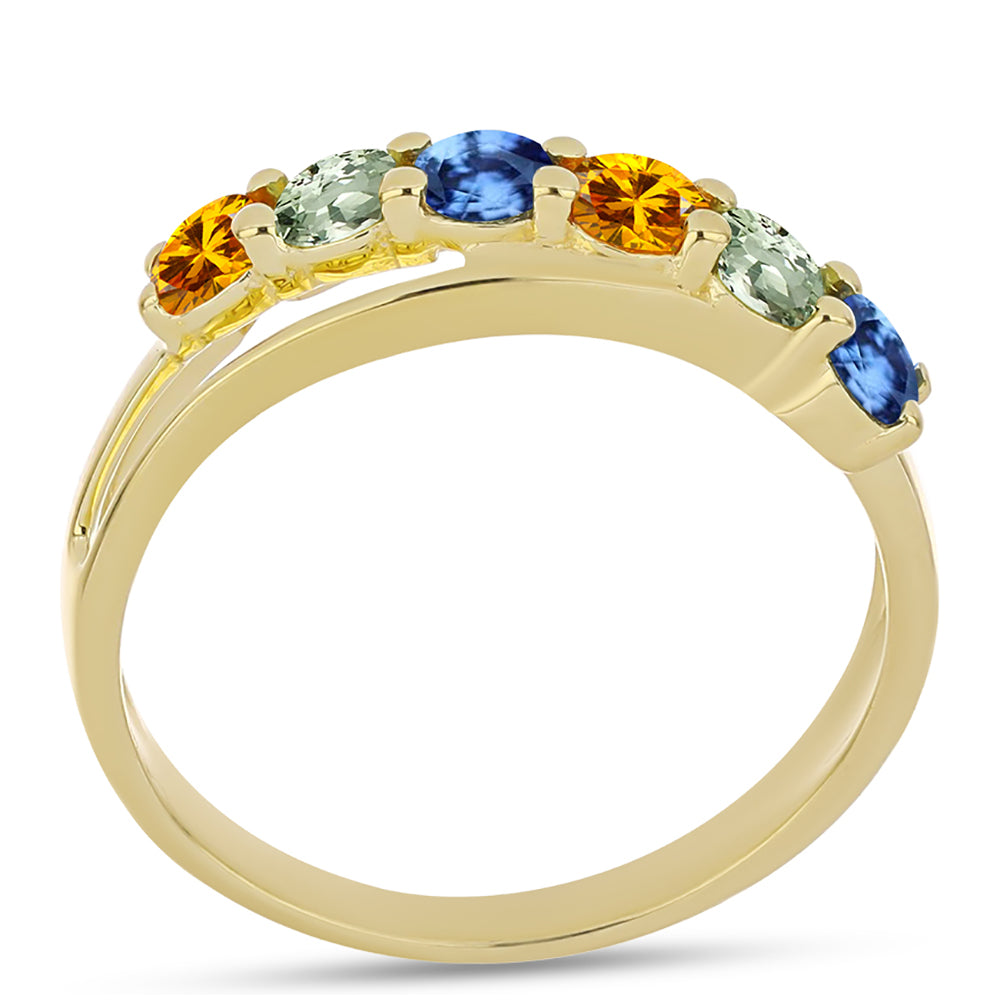 Anillo de Plata Bañada en Oro con Zafiro Arco Iris Rosebery