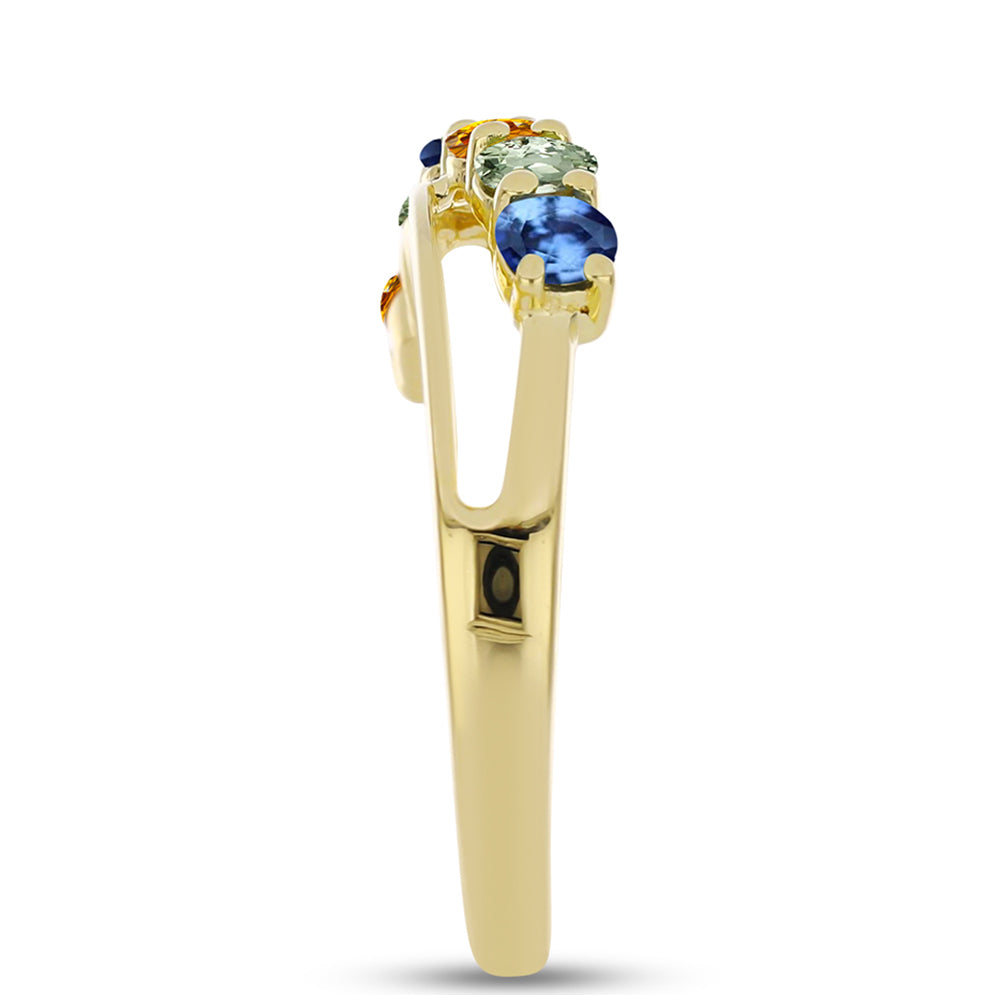 Anillo de Plata Bañada en Oro con Zafiro Arco Iris Rosebery