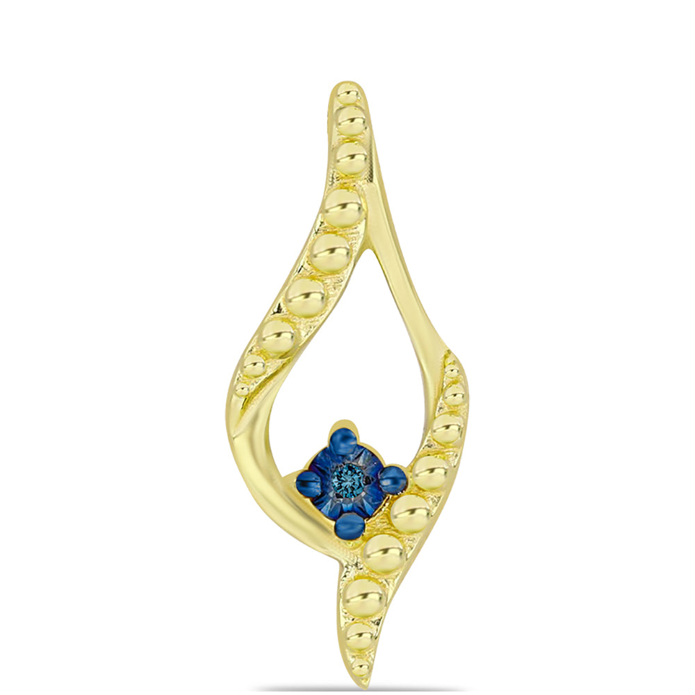 Conjunto de Plata Bañada en Oro con Diamante Azul ( Pendientes +Colgante ) 3 
