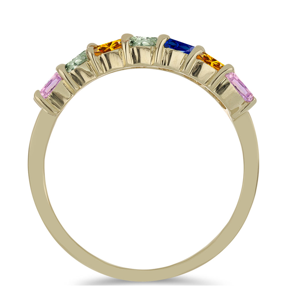 Anillo de Plata Bañada en Oro con Zafiro Arco Iris Rosebery y Topacio Blanco 2 