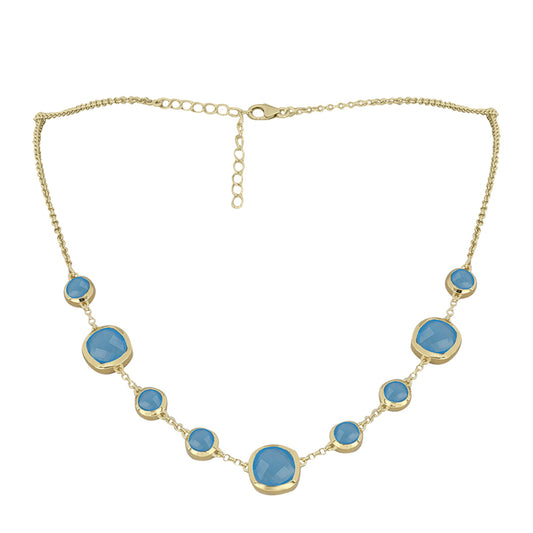 Collar de Plata Bañada en Oro con Calcedonia Aqua