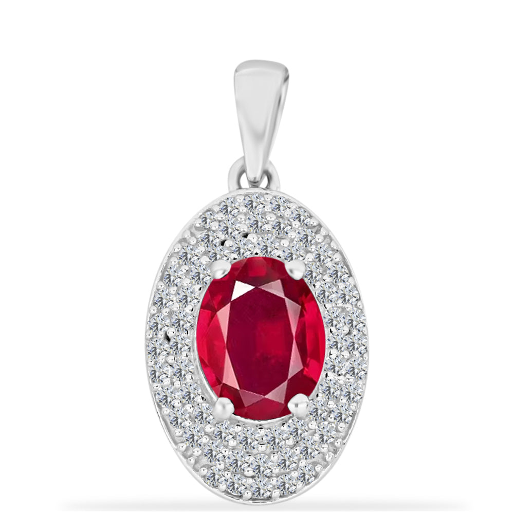 Colgante de Plata con Rubí de Madagascar y Diamante blanco 1 