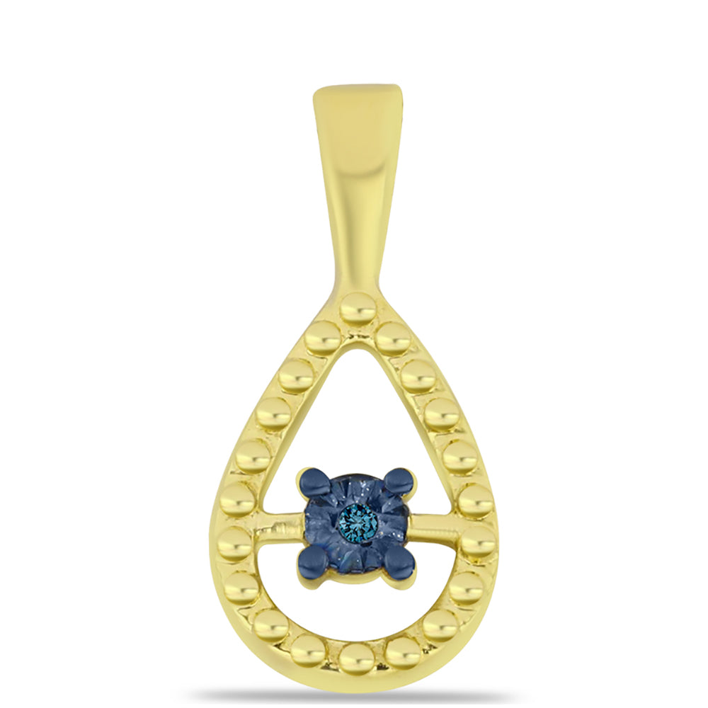 Colgante de Plata Bañada en Oro con Diamante Azul 1 