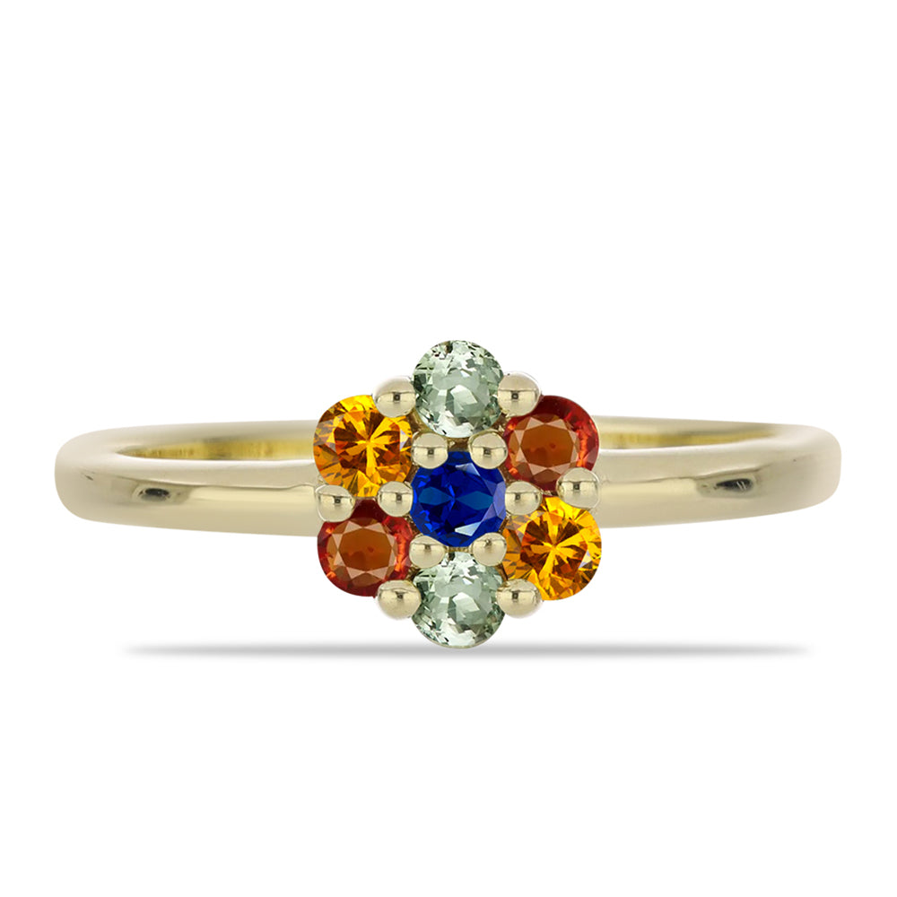 Anillo de Plata Bañada en Oro con Zafiro Arco Iris Rosebery 1 