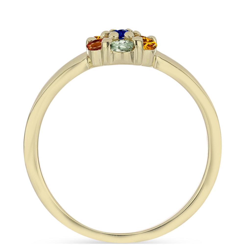 Anillo de Plata Bañada en Oro con Zafiro Arco Iris Rosebery
