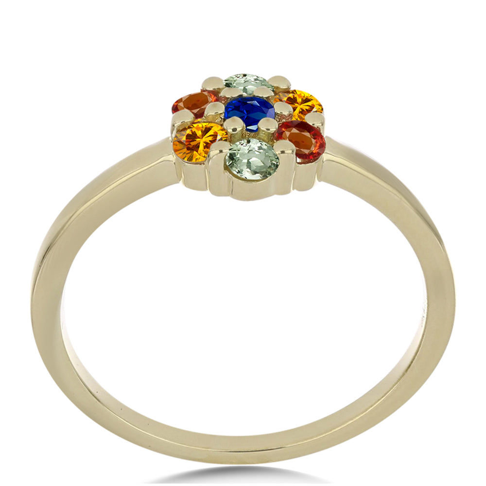 Anillo de Plata Bañada en Oro con Zafiro Arco Iris Rosebery