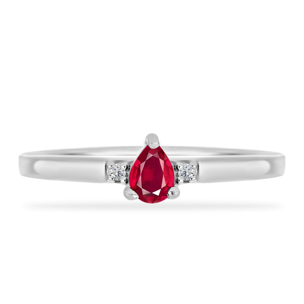 Anillo de Plata con Rubí de Madagascar y Diamante blanco