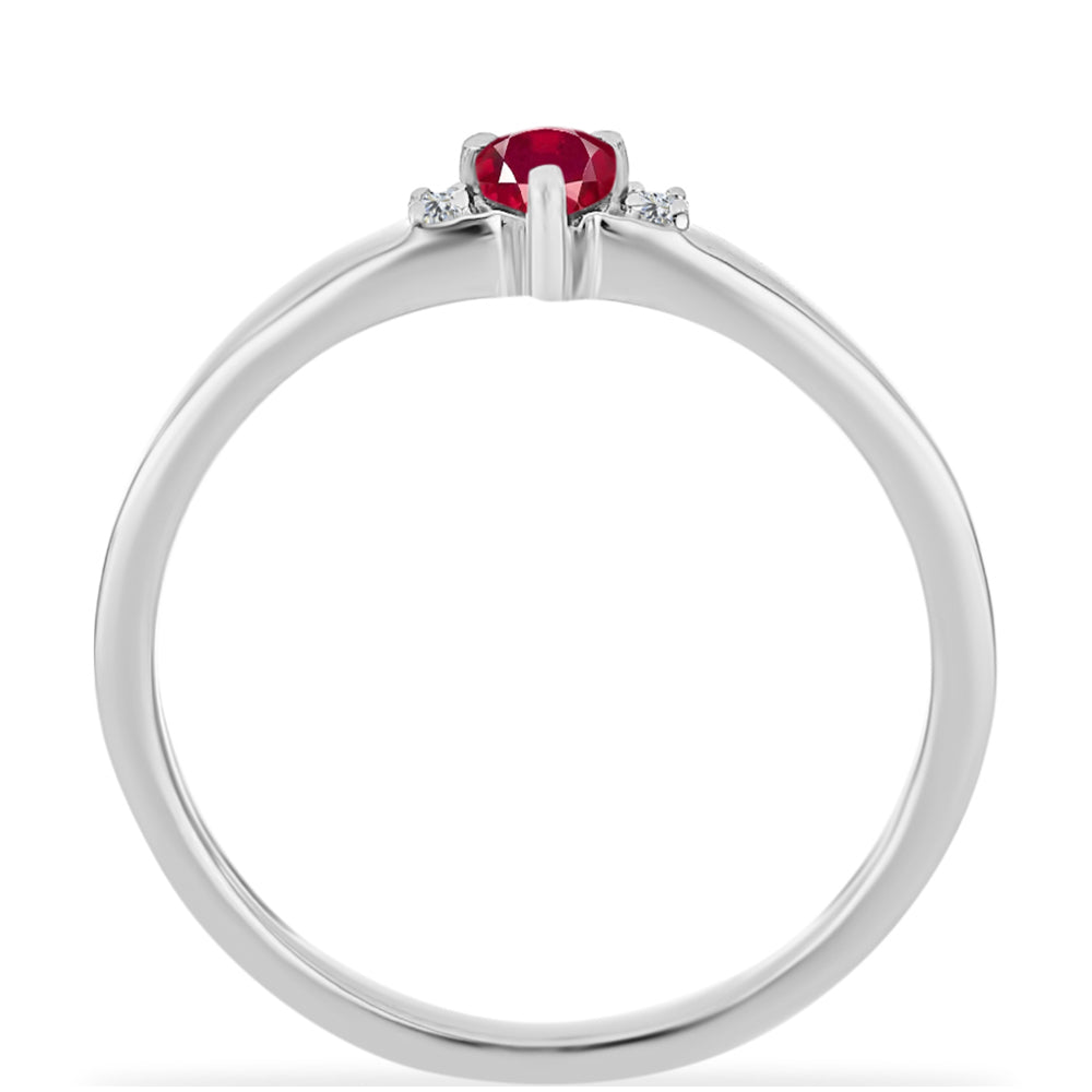 Anillo de Plata con Rubí de Madagascar y Diamante blanco
