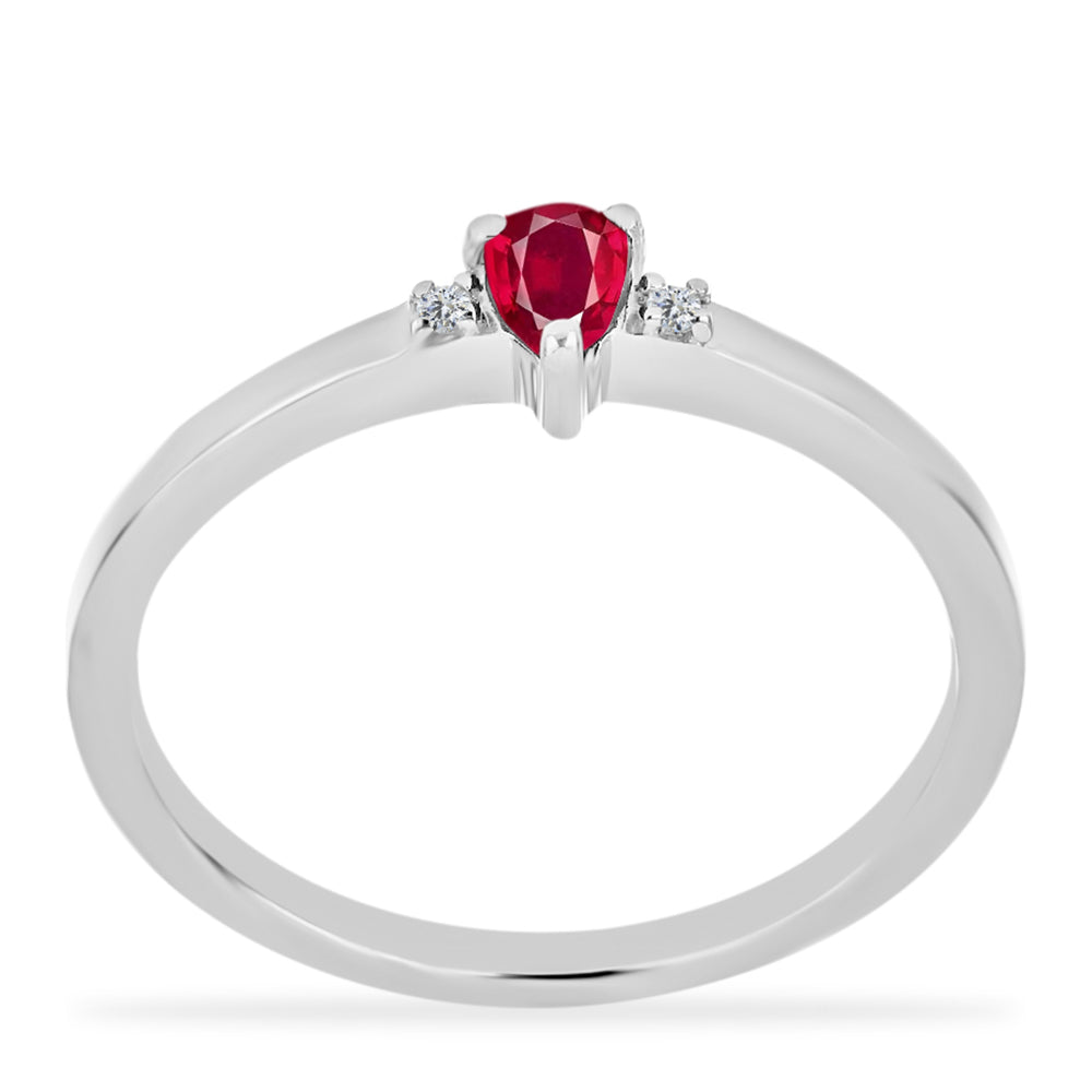 Anillo de Plata con Rubí de Madagascar y Diamante blanco