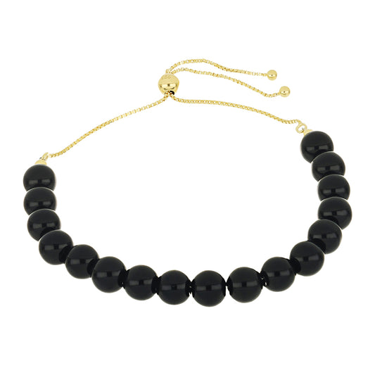 Pulsera de Plata Bañada en Oro con Ónix negro de Suwar