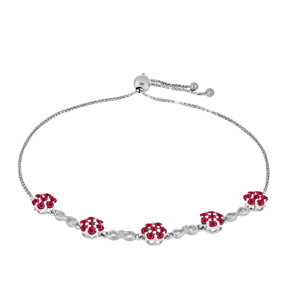 Pulsera de Plata con Rubí de Madagascar y Diamante blanco