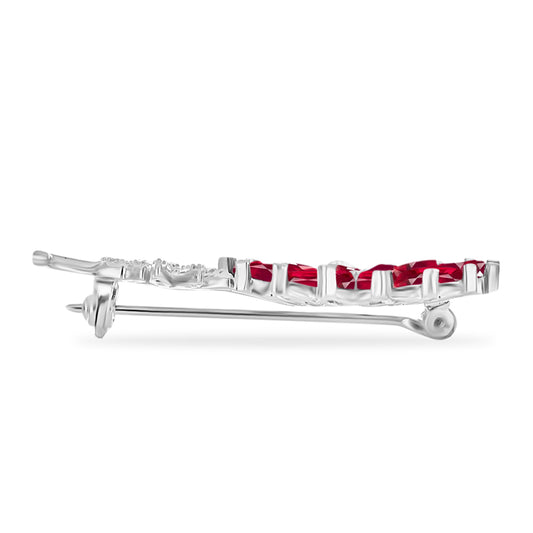 Broche de Plata con Rubí de Madagascar y Diamante blanco