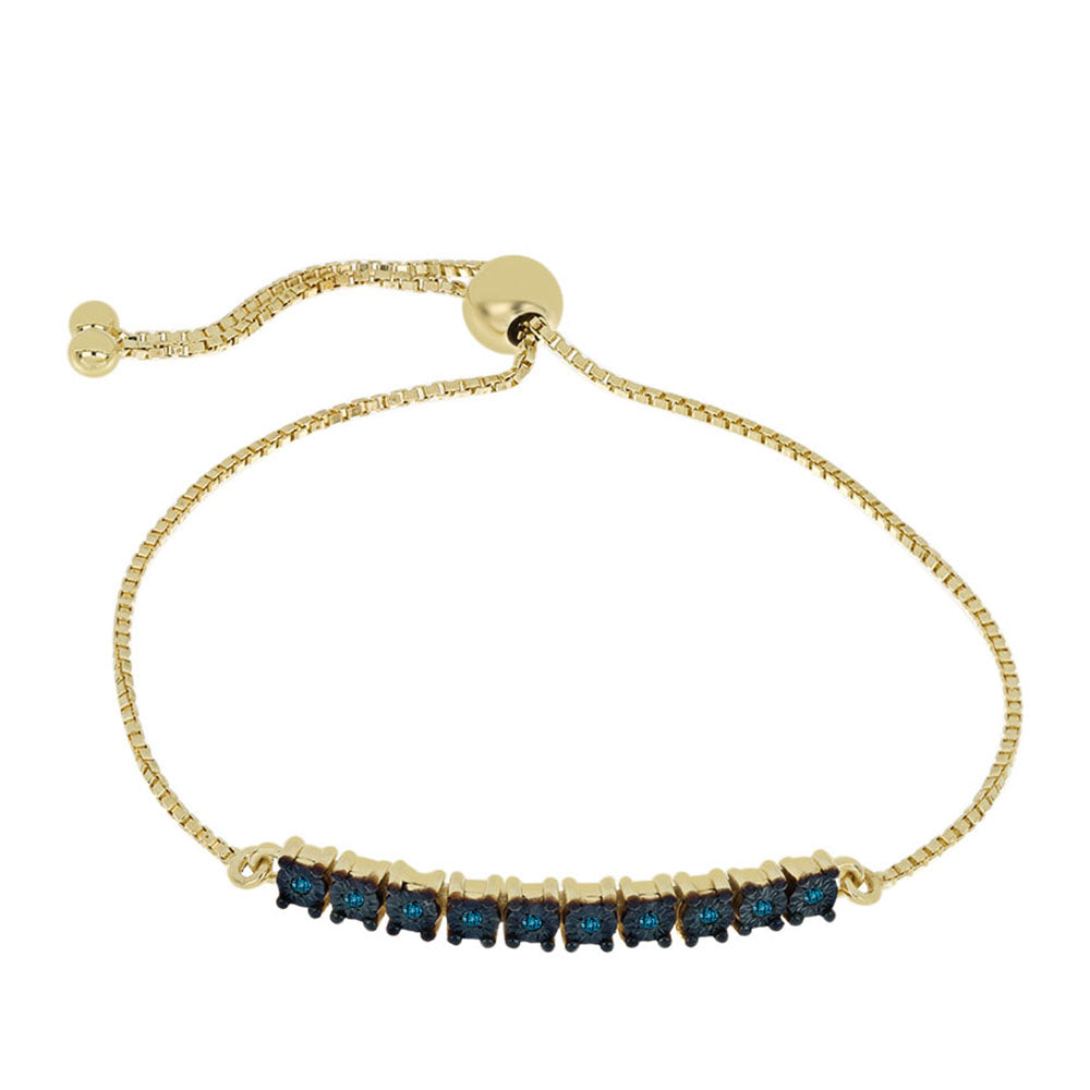 Pulsera de Plata Bañada en Oro con Diamante Azul 1 
