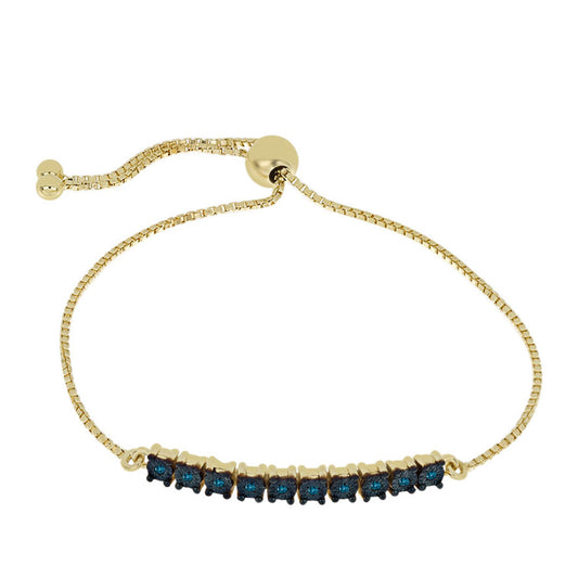 Pulsera de Plata Bañada en Oro con Diamante Azul