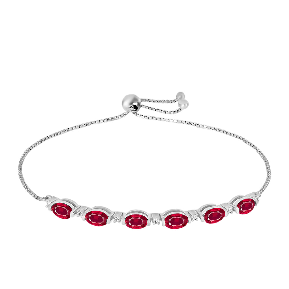 Pulsera de Plata con Rubí de Madagascar y Diamante blanco