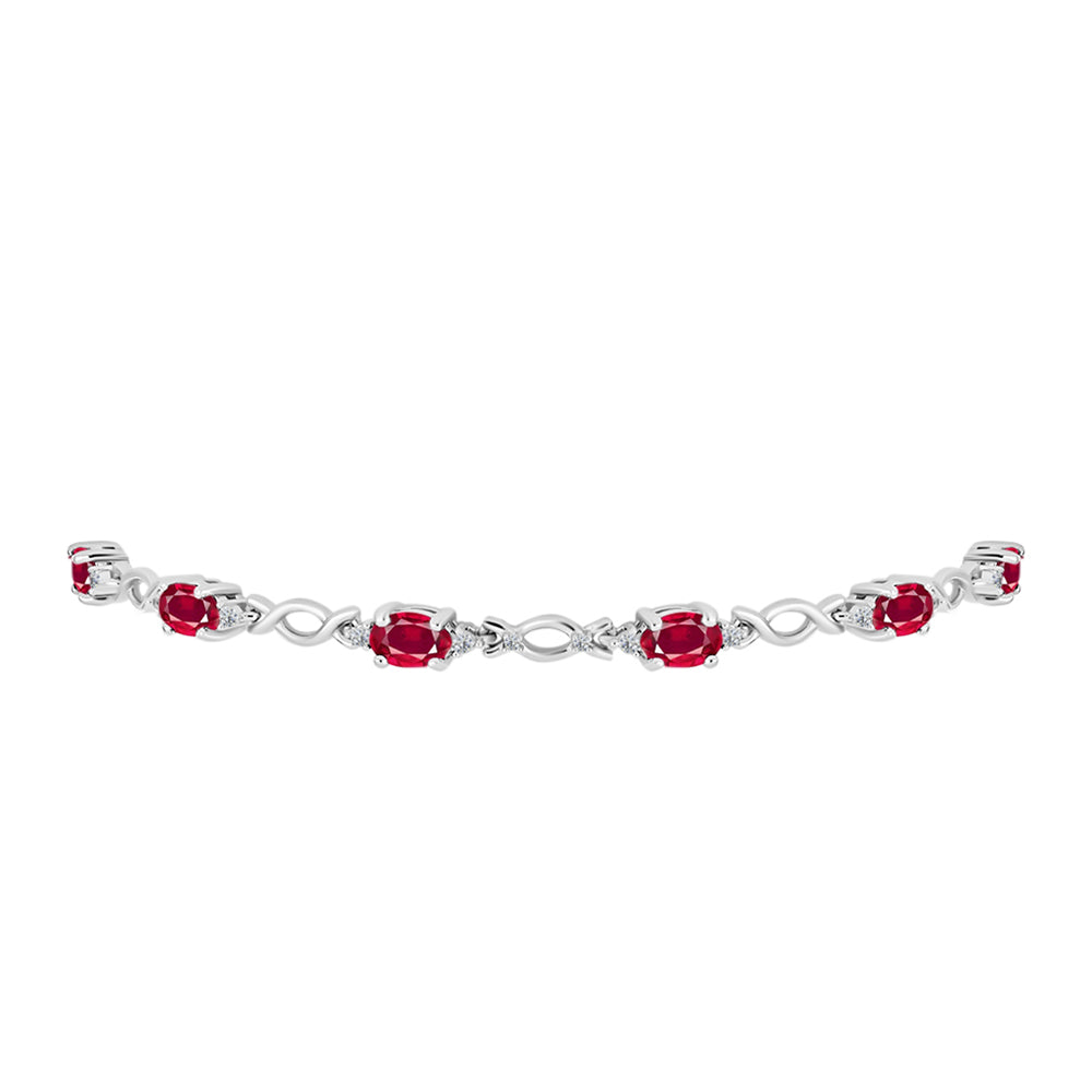 Pulsera de Plata con Rubí de Madagascar y Diamante blanco