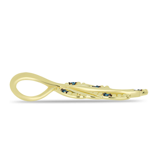 Colgante de Plata Bañada en Oro con Diamante Azul