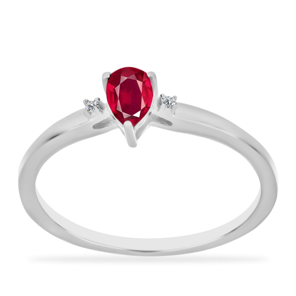 Anillo de Plata con Rubí de Madagascar y Diamante blanco