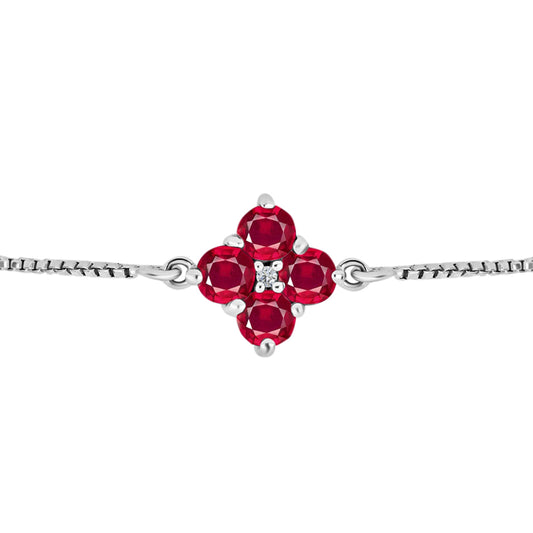 Pulsera de Plata con Rubí de Madagascar y Diamante blanco