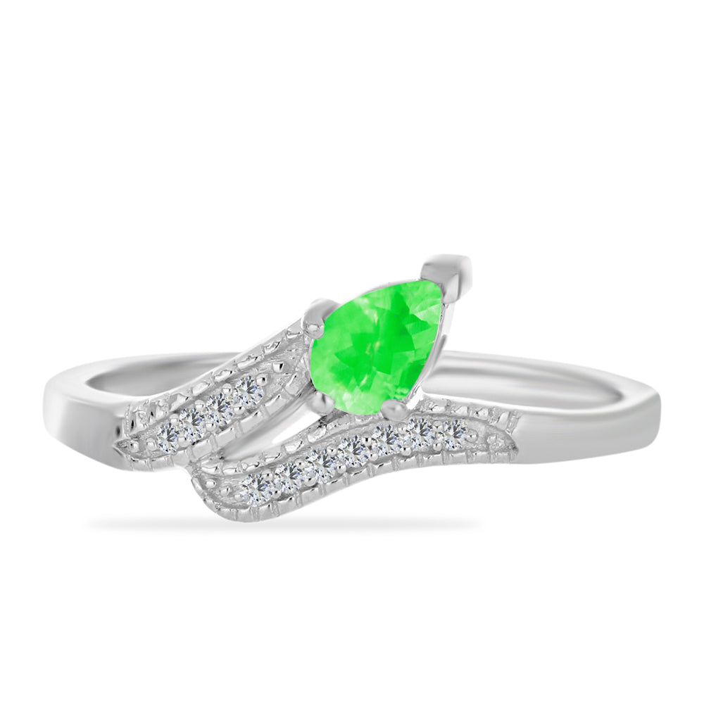 Anillo de Plata con Ópalo Hialita y Topacio Blanco 1 