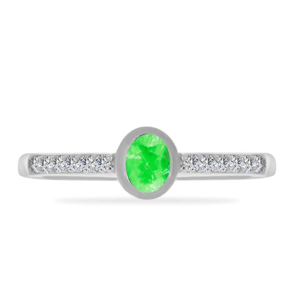 Anillo de Plata con Ópalo Hialita y Topacio Blanco 1 