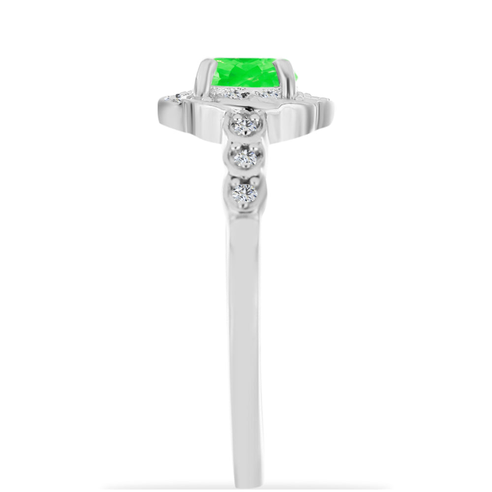 Anillo de Plata con Ópalo Hialita y Topacio Blanco