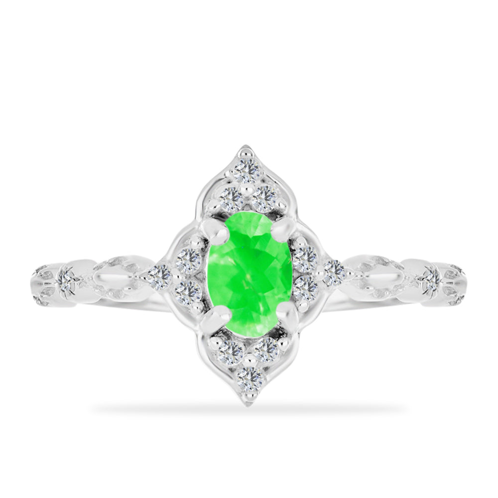 Anillo de Plata con Ópalo Hialita y Topacio Blanco 1 