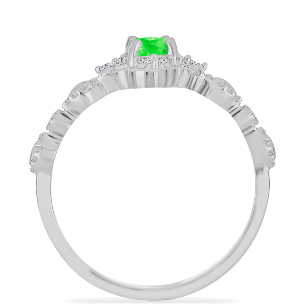 Anillo de Plata con Ópalo Hialita y Topacio Blanco 2 